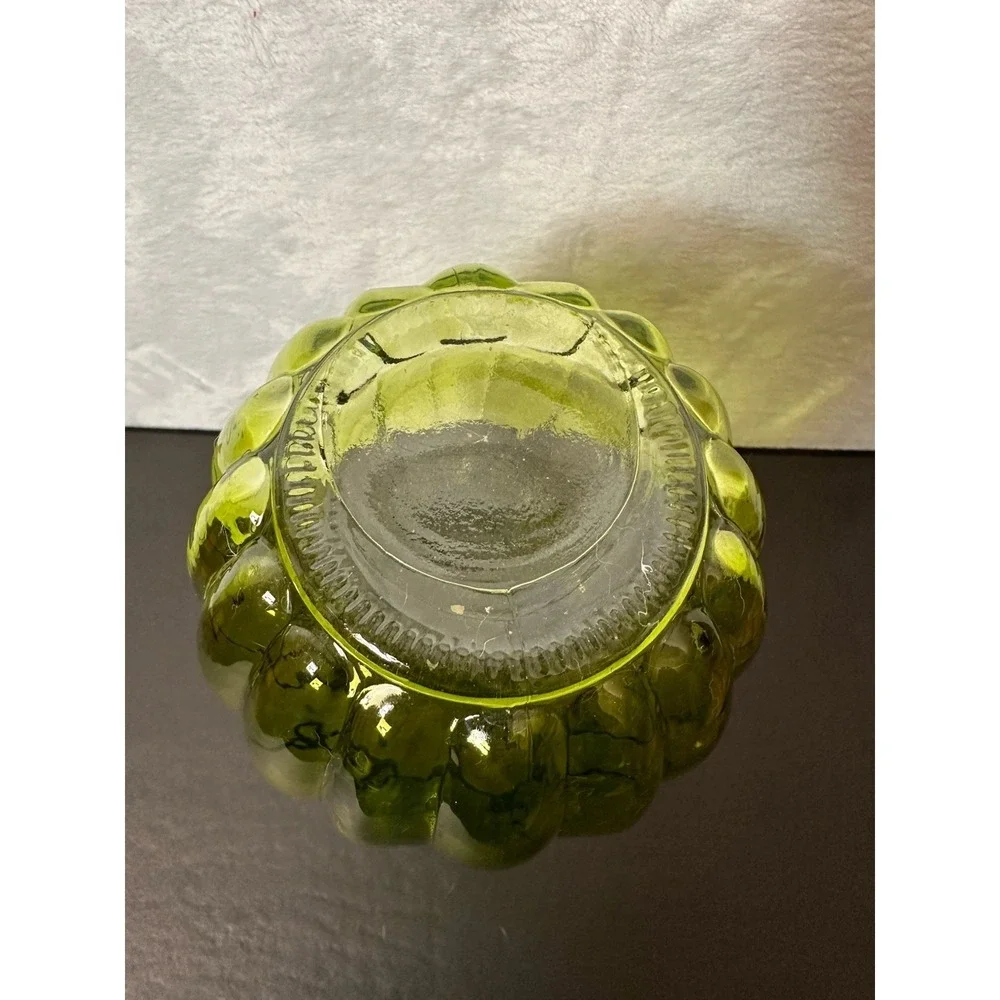 Green Glass Floral Flower Vase  